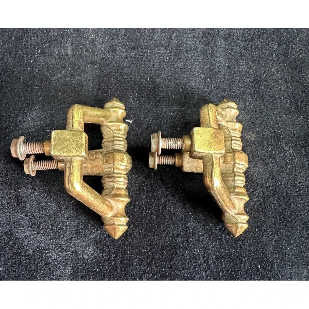 Vintage Brass Drawer Pulls Set of 2 Unique Shape Vintage Hardware MCM 2.25
